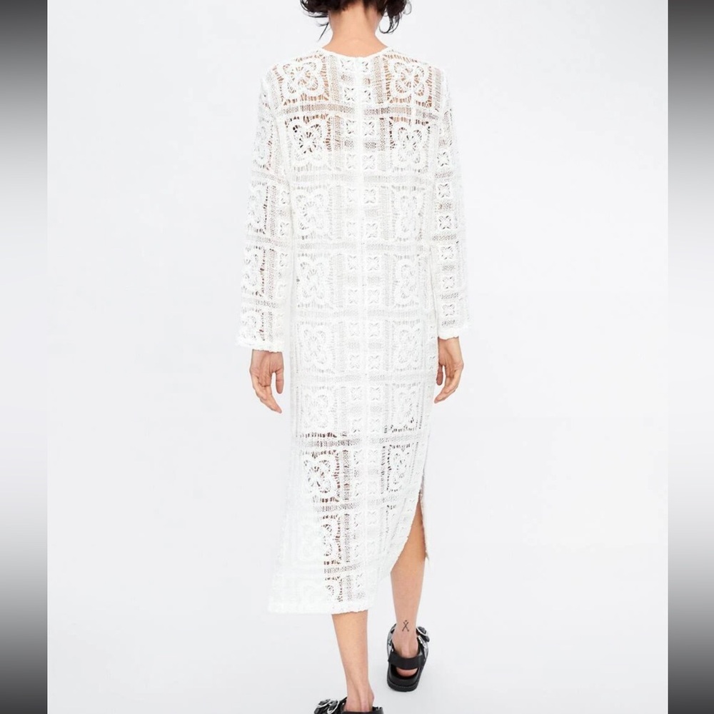 Zara boho crochet knit midi dress blogger favorite - Picture 4 of 9